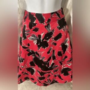 51-4 IMNYC ISAAC MIZRAHI pink black gray floral a-line skirt 8